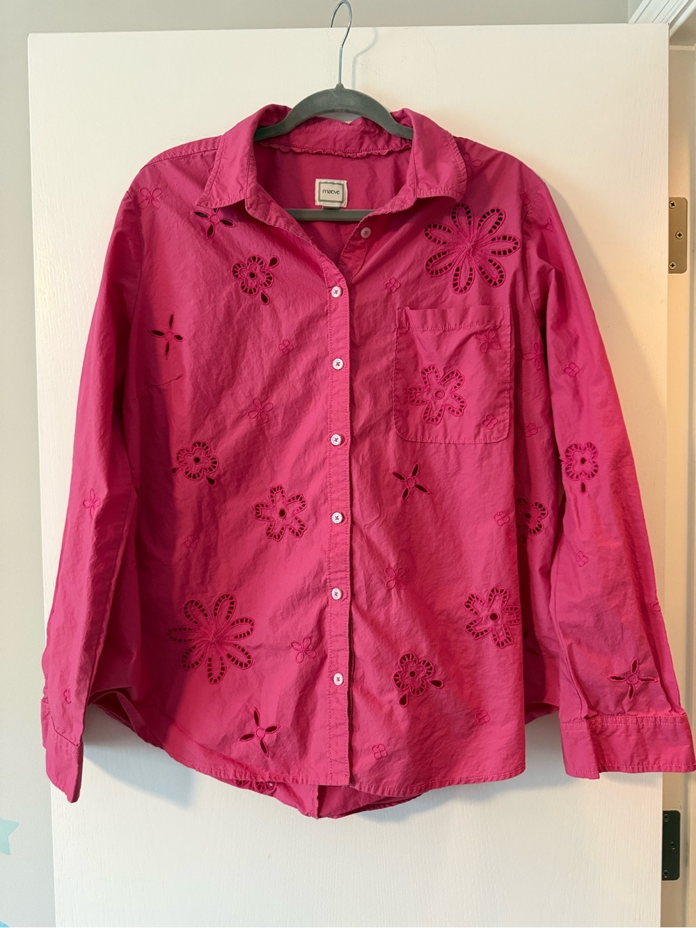 Maeve Embroidered Eyelet Button-Down Shirt